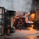 dhampur container fire two dead bijnor accident news