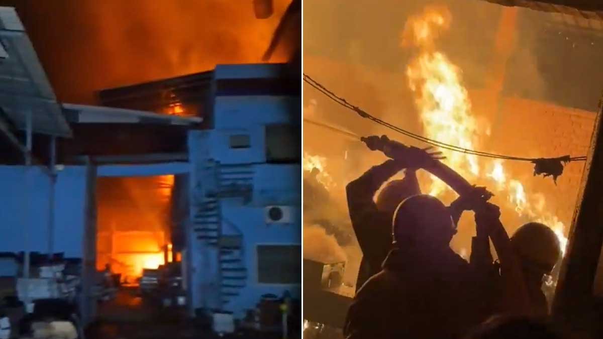 Amroha News battery factory fire lakhon ka nuksan