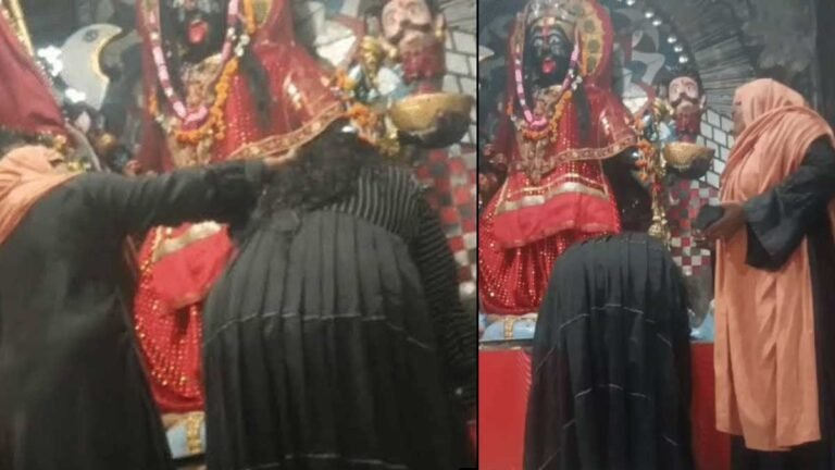 amroha muslim woman wearing burqa worships kali temple video